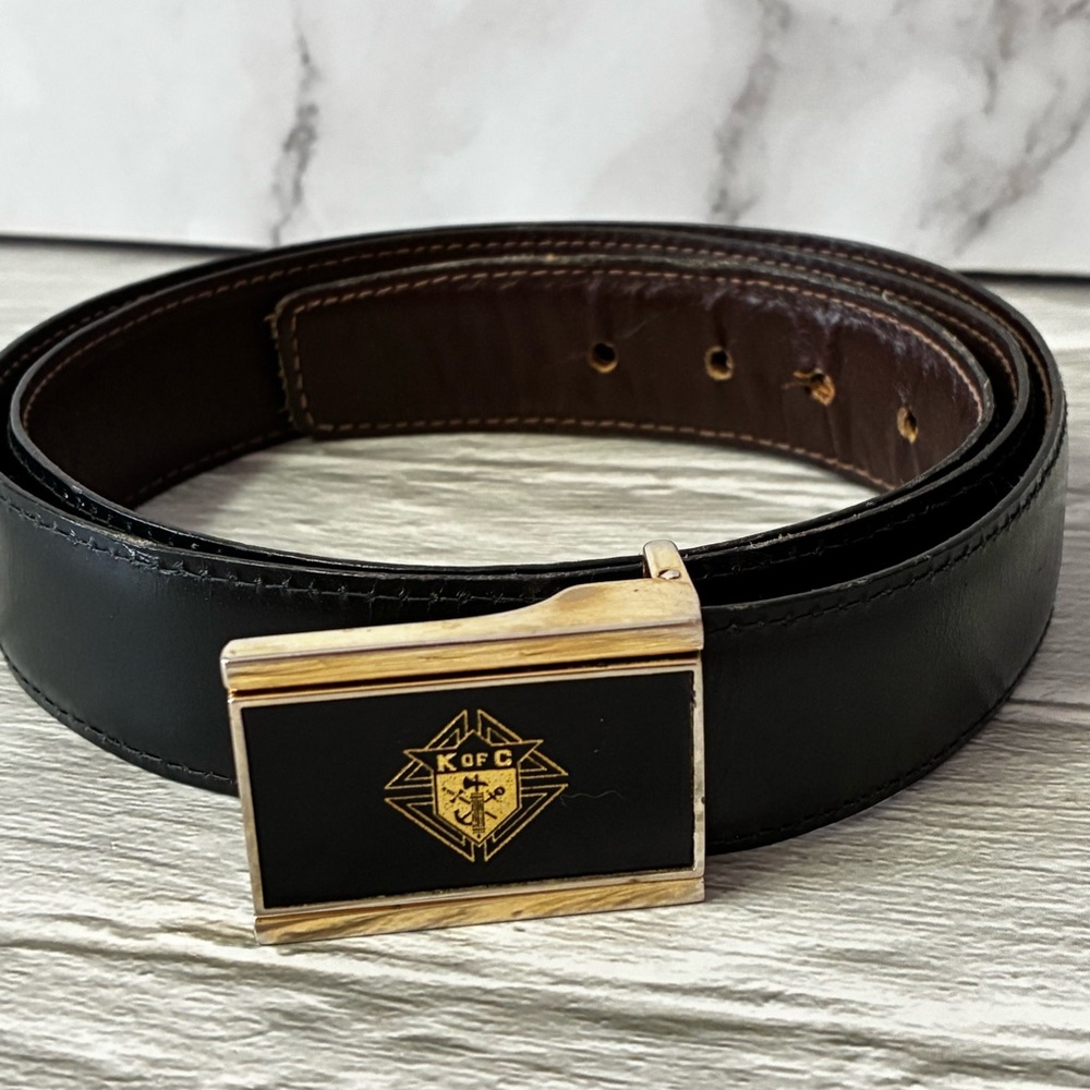 Knights Of Columbus Black Leather Belt
